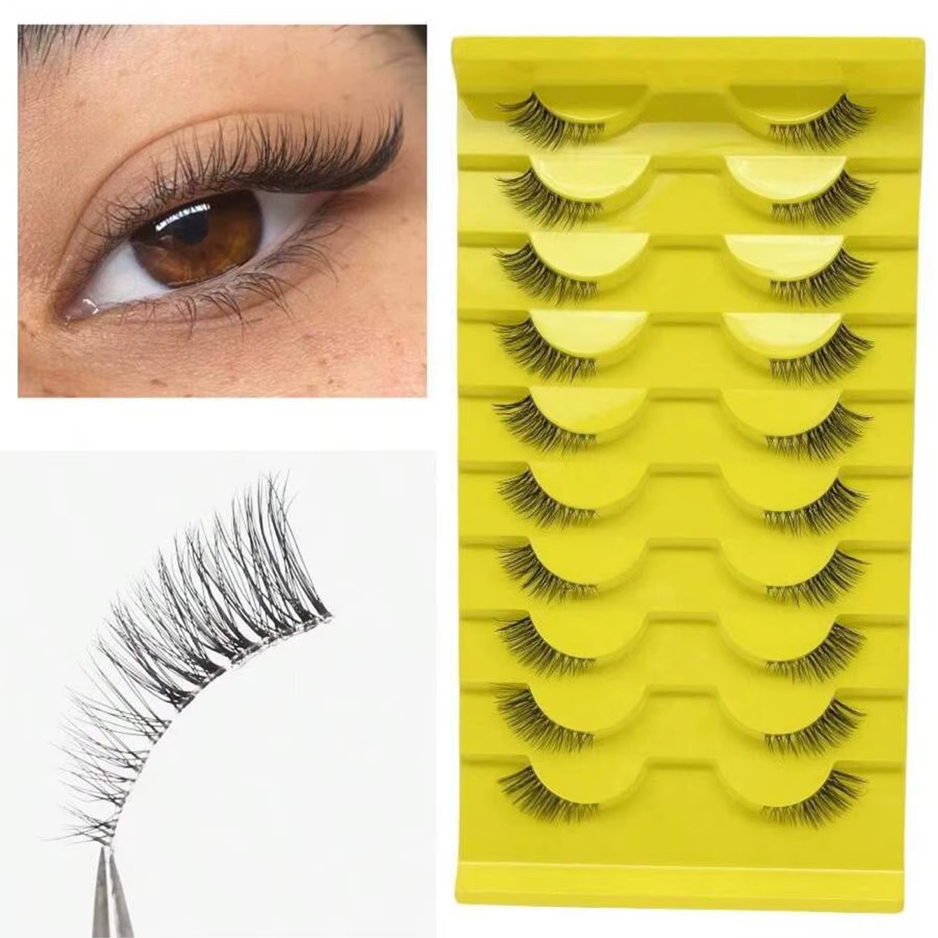 Dix paires de demi-cils, faux cils naturellement doux et résistants à la transpiration pour novices 