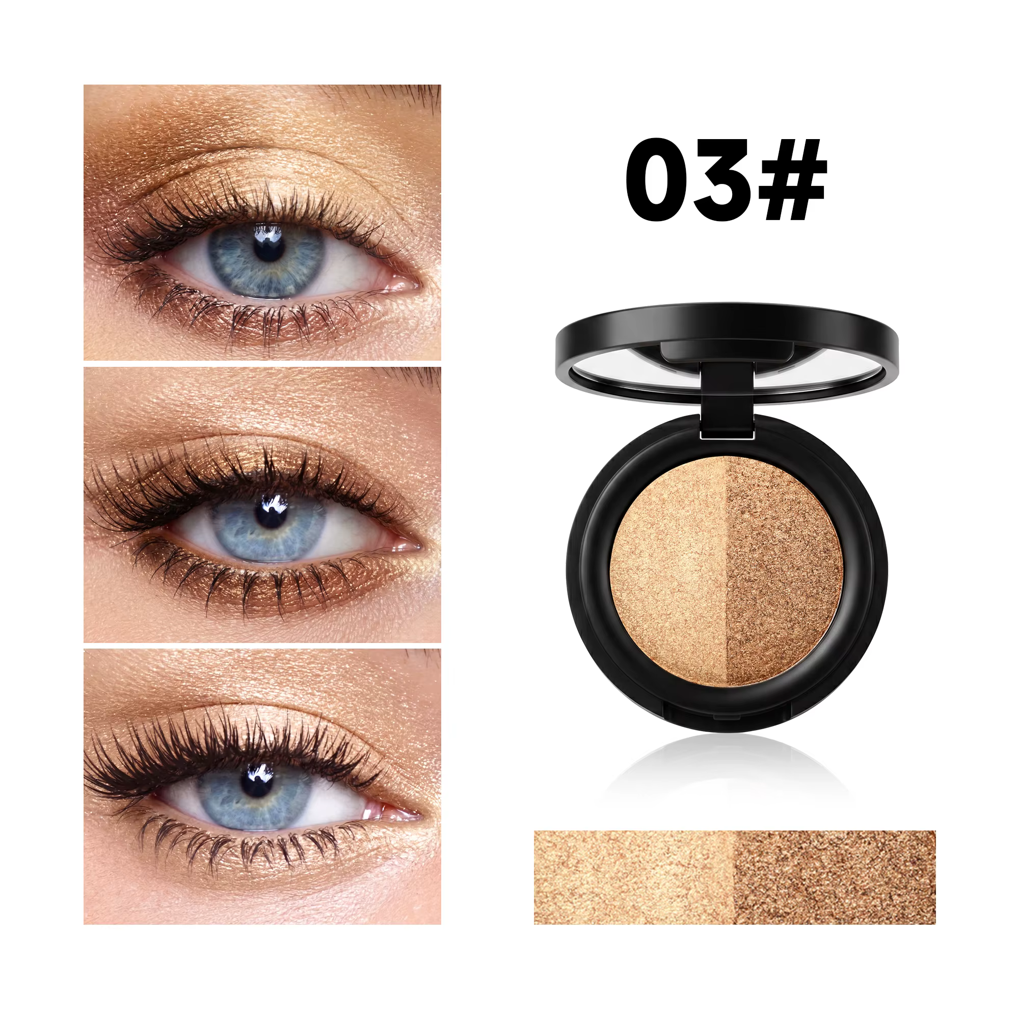 Palette de fards à paupières duo scintillants, 2 teintes dans un seul compact, fard à paupières nacr