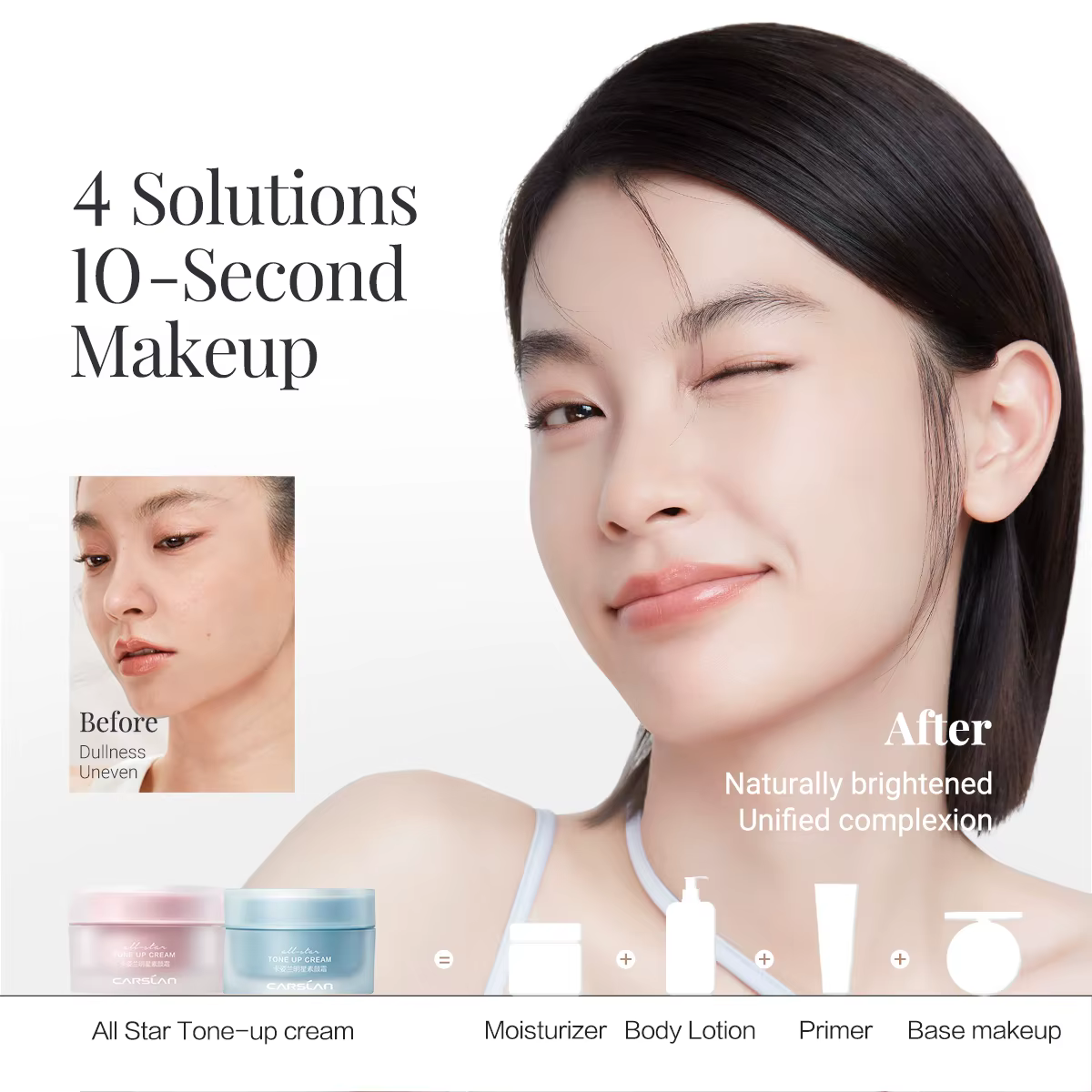 CARSLAN – crème de maquillage toute étoile, fond de teint pour le visage, blanchissante, hydratante,