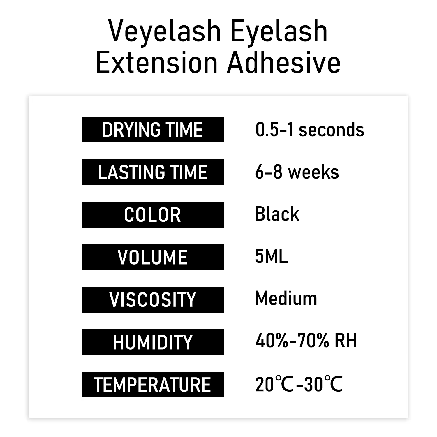 Veyes Inc – colle pour Extensions de cils, 5ml, 0.5 secondes, séchage rapide, adhésif fort pour cils