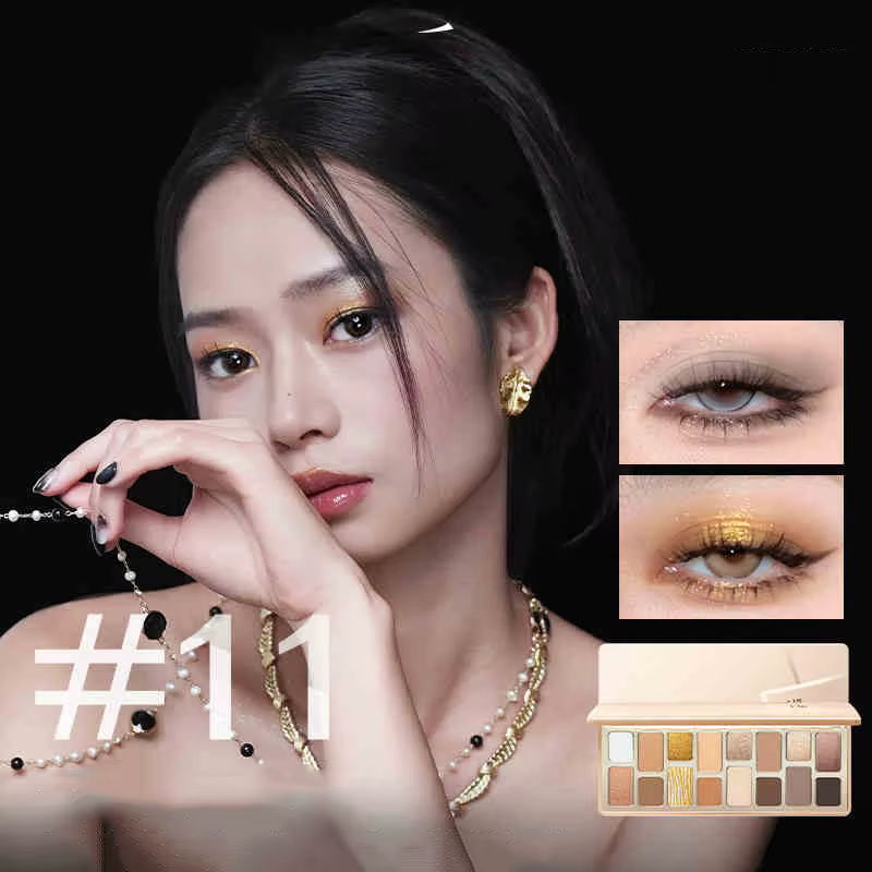 Palette Fards à Paupières Cheeryep 16 Couleurs Mat et Brillant Imperméable Longue Tenue Vegan Sans C