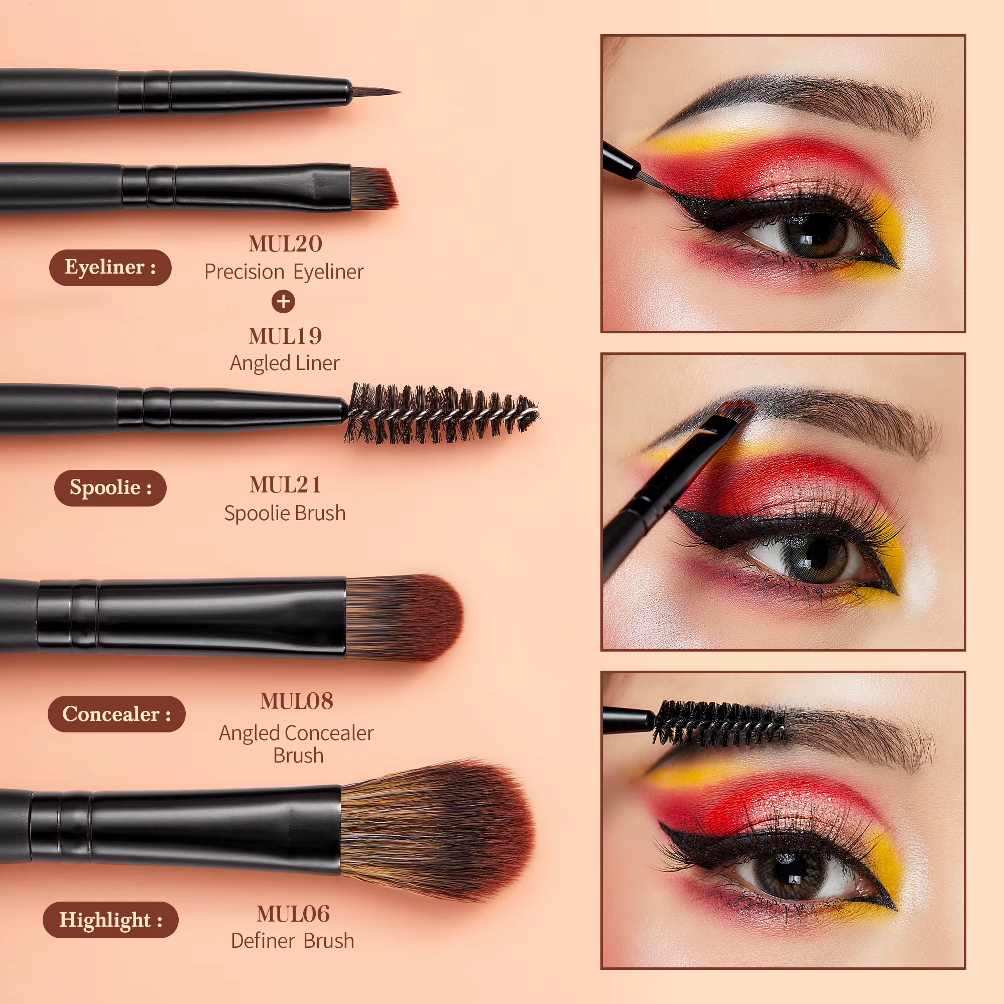 Jessup – ensemble de pinceaux pour les yeux, 16 pinceaux de maquillage, brosse à sourcils de précisi