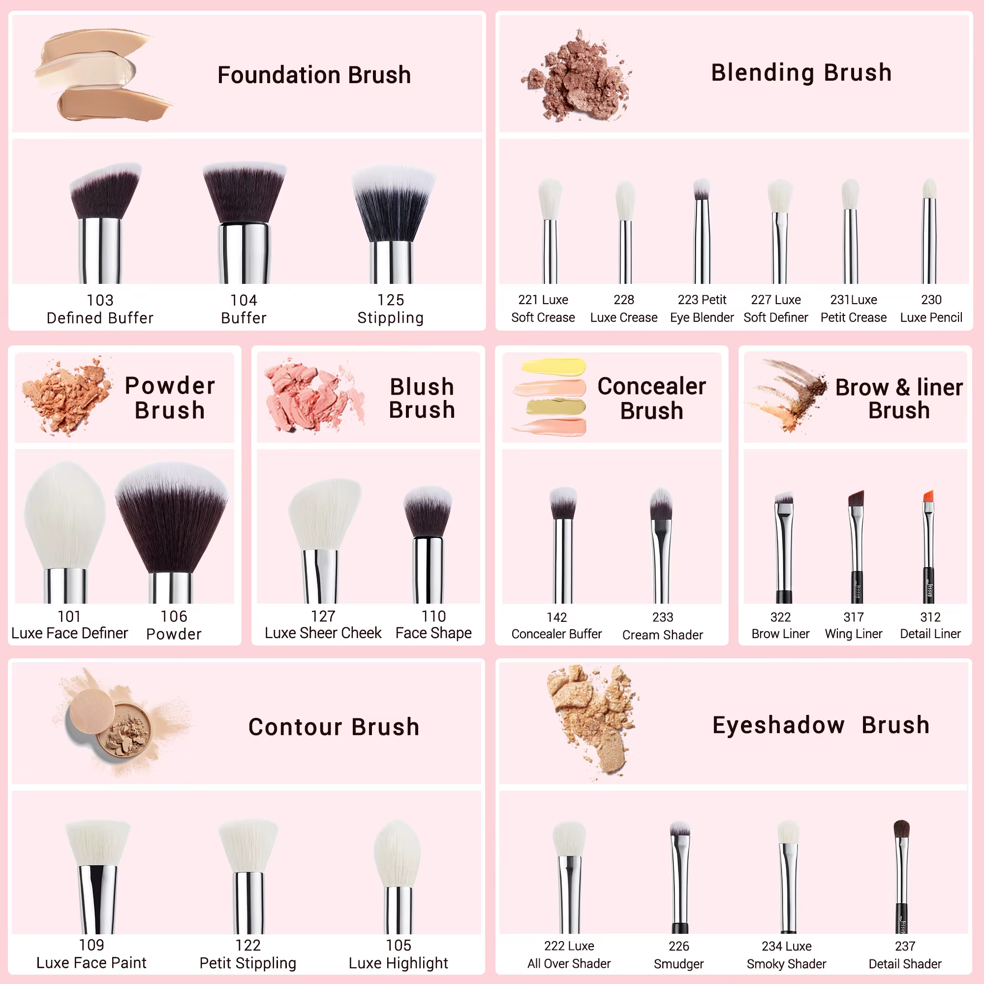 Jessup pinceaux de maquillage ensemble fond de teint poudre professionnel maquillage brosse Contour