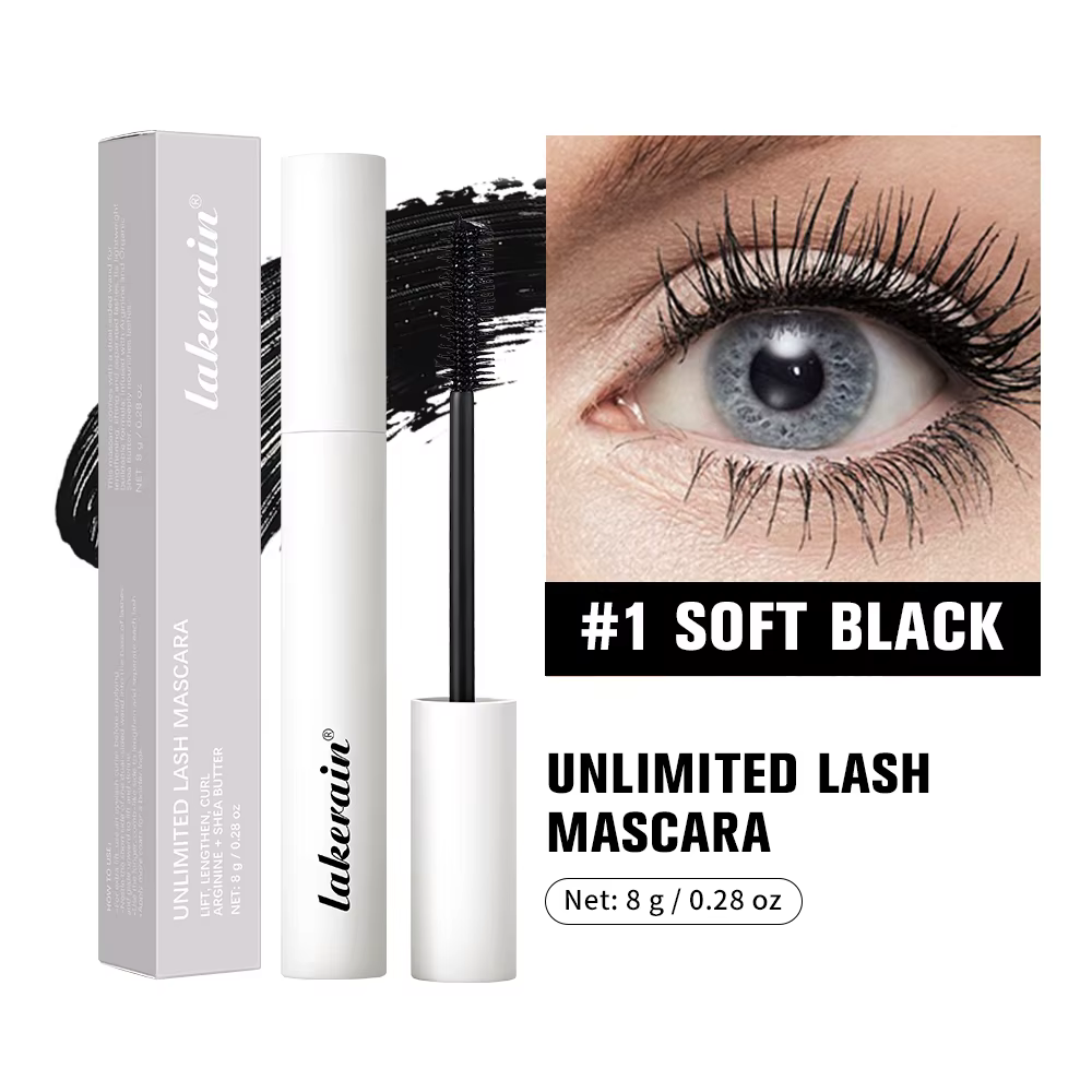 Mascara Lakerain longue tenue à l'aspect naturel pour volume et courbure, sans bavures, base quotidi