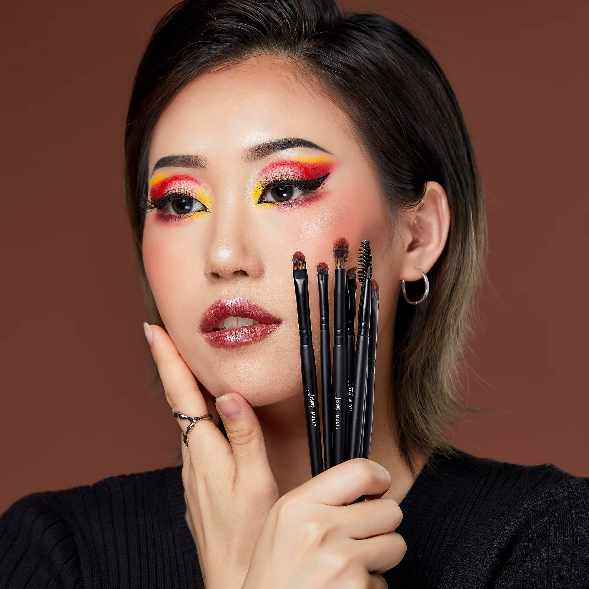 Jessup – ensemble de pinceaux pour les yeux, 16 pinceaux de maquillage, brosse à sourcils de précisi