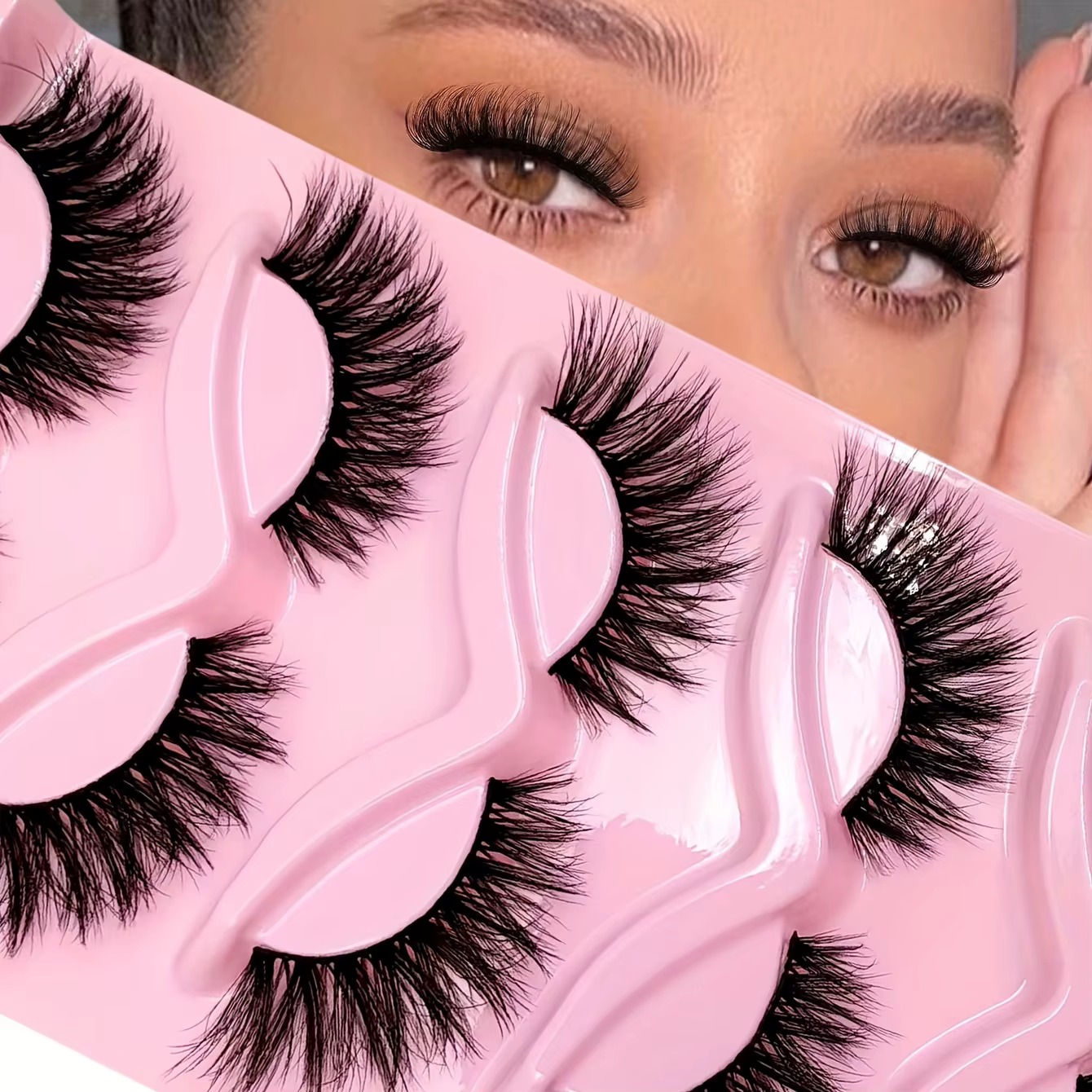 5 paires de cils œil de chat 3D faux cils naturels moelleux doux croix bande claire cils Manga cils