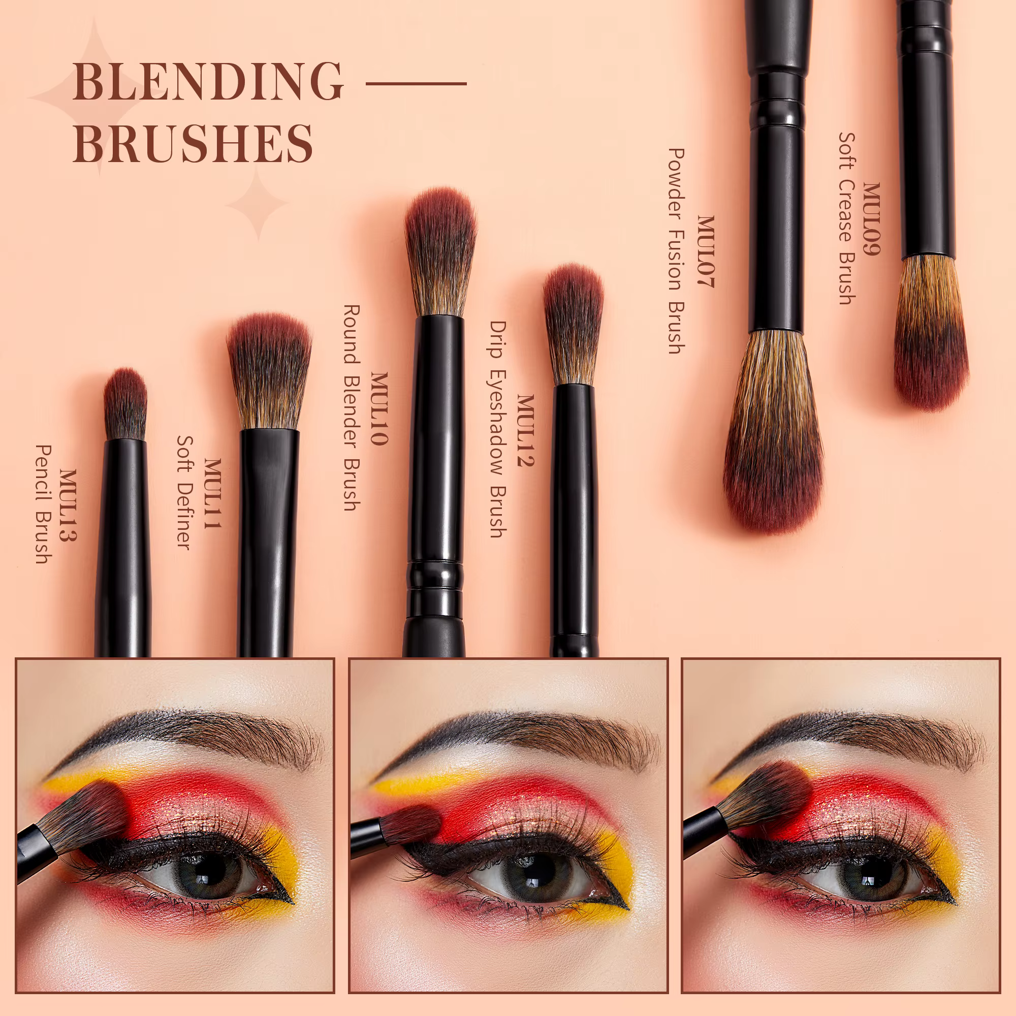 Jessup – ensemble de pinceaux pour les yeux, 16 pinceaux de maquillage, brosse à sourcils de précisi