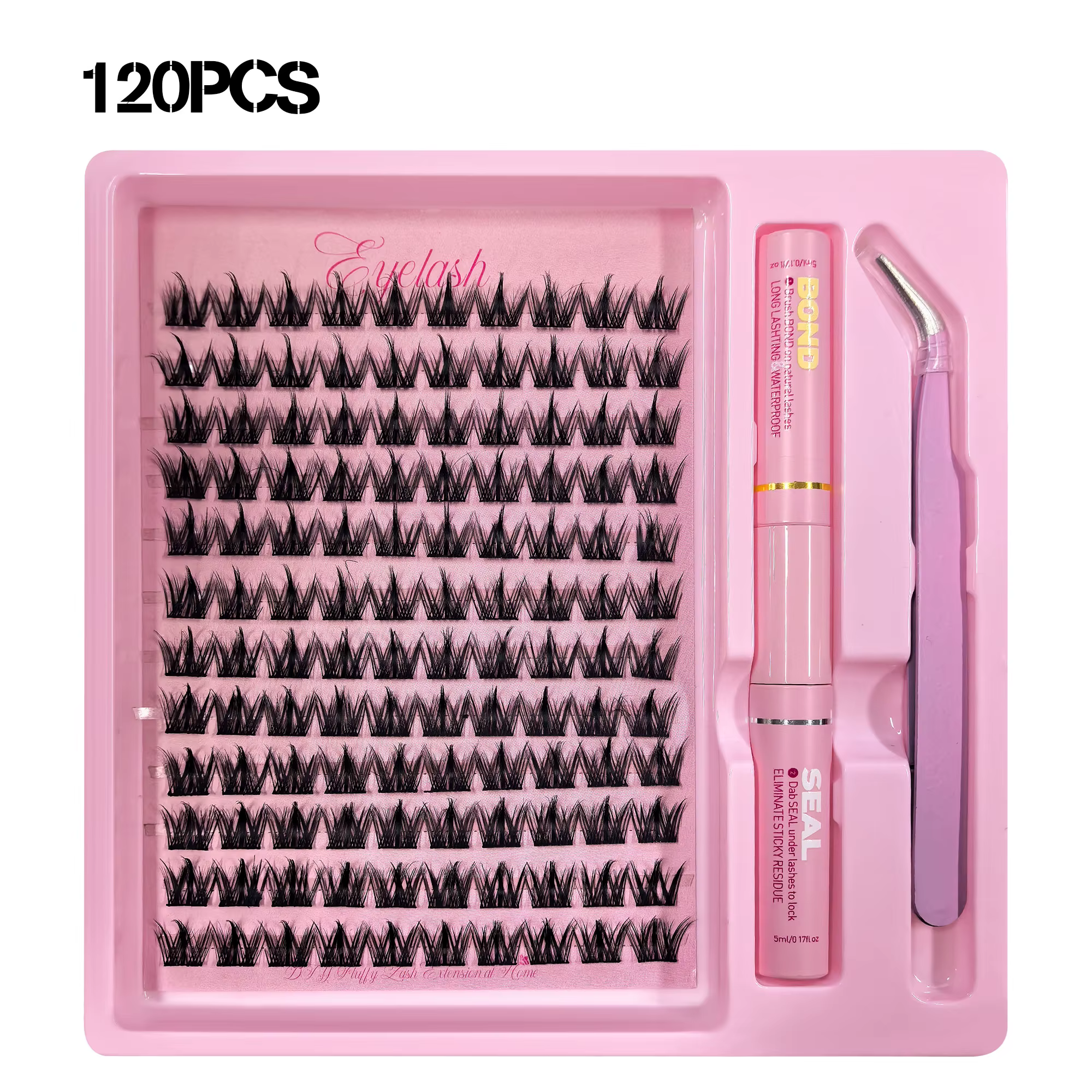 Kit de cils DIY, dont la colle et les pincettes, 120 grappes de cils de chien 3D, charmant maquillag