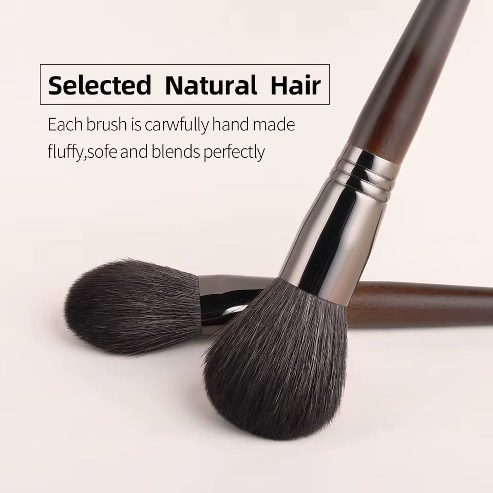 OVW – Kit de pinceaux de maquillage en poils de chèvre naturels, brosses de beauté cosmétiques, 15/2