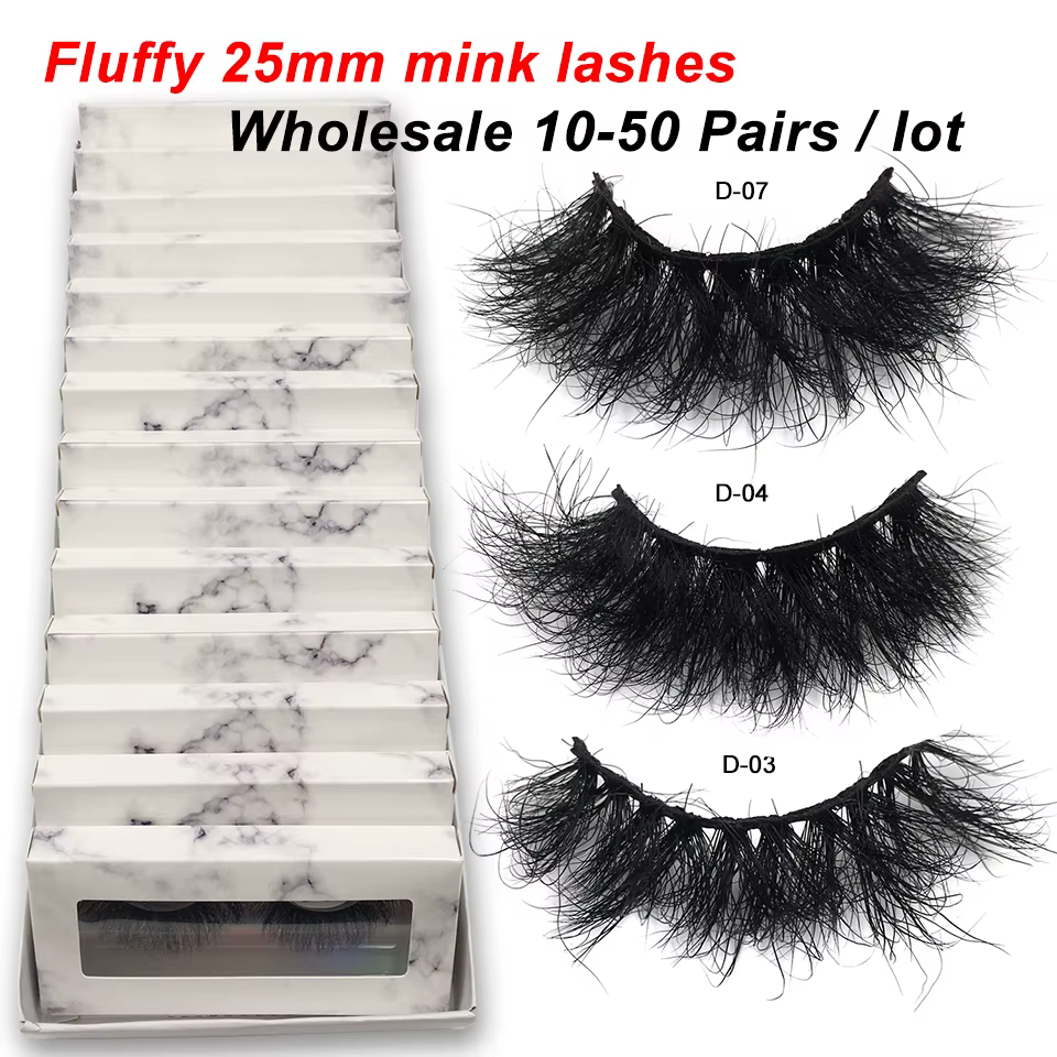RED SIREN – faux cils en vison pelucheux, épais et longs, avec boîte, pour maquillage, 25mm, 10 à 50