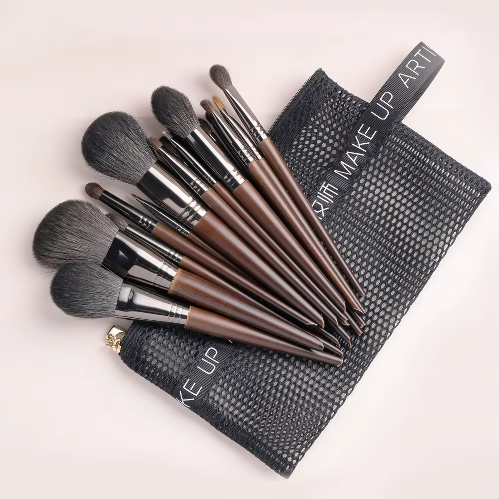 OVW – Kit de pinceaux de maquillage en poils de chèvre naturels, brosses de beauté cosmétiques, 15/2