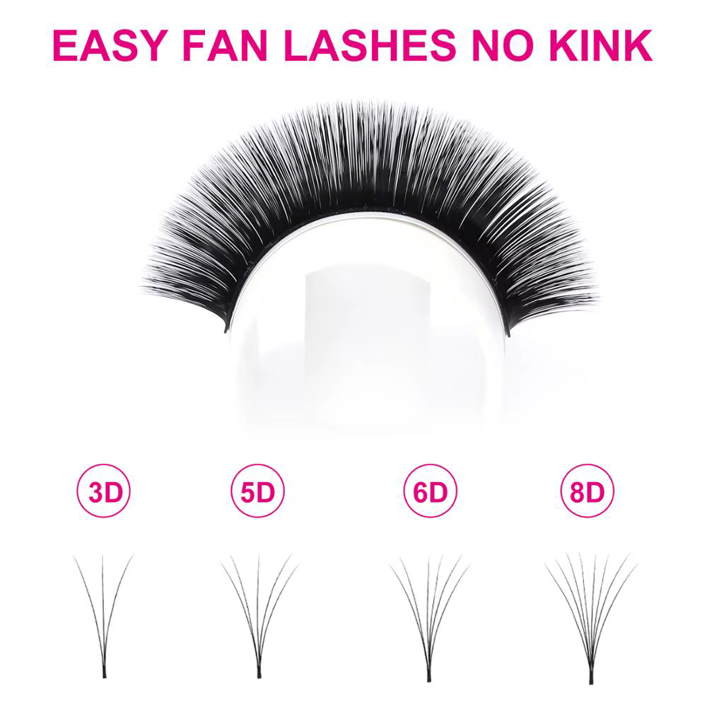 Extensions de cils faciles à éventer, faux vison, cils évasés, cils doux, volume russe, 10 étuis