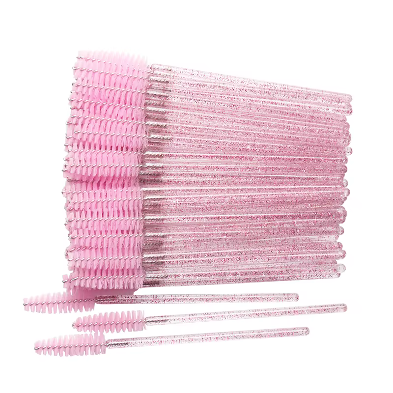 Pinceaux de maquillage jetables en cristal, 50 pièces, brosse à sourcils, poignée en diamant, applic