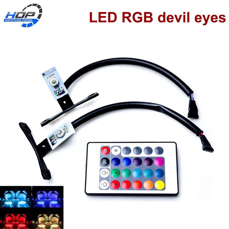 Yeux du diable multicolores rvb, pour lentille de projecteur, couleur unique et couleur rvb, yeux de
