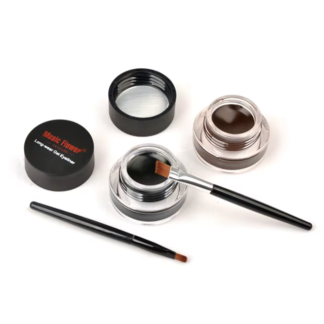 Musique fleur maquillage pour les yeux 2 en 1 marron noir Gel Eyeliner crème imperméable Texture cré