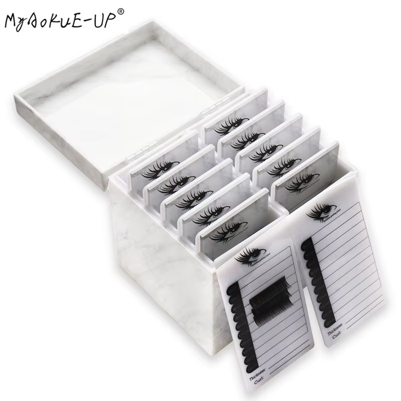 Boîte de Rangement à 5/10 Couches pour Faux-Cils, Palette de Maquillage, Support pour Colle, Outils