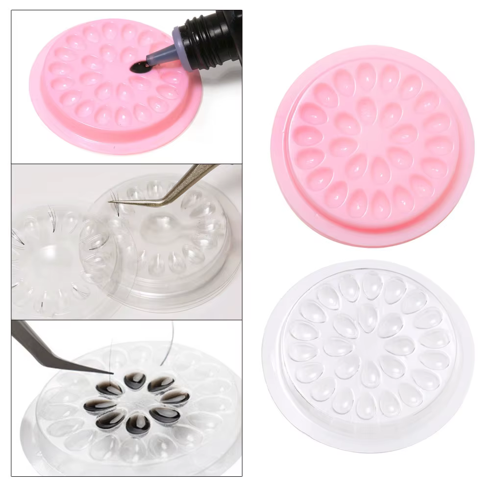 Palette de colle jetable pour extensions de cils, 100 pièces, tampons de colle, support en plastique