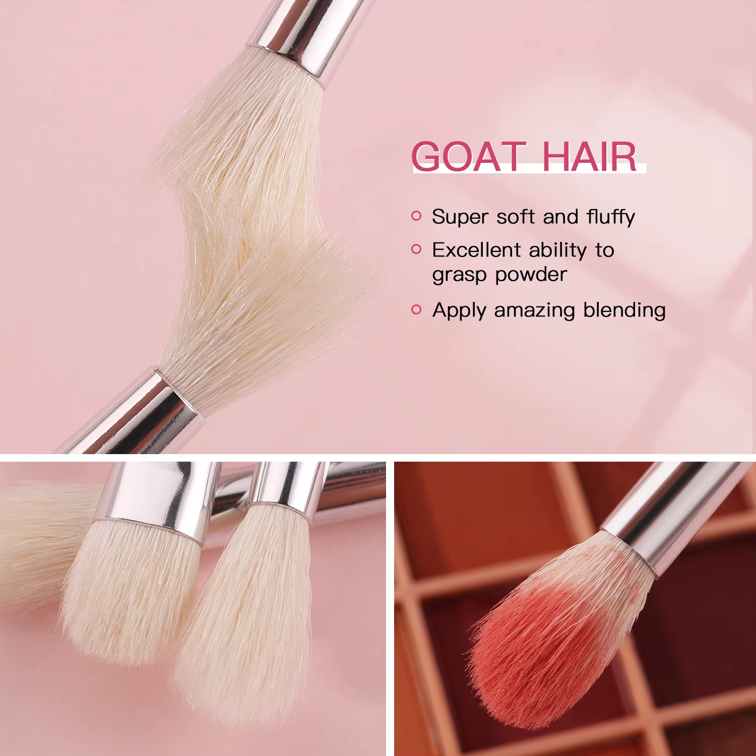 BEILI noir pinceaux maquillage ensemble professionnel naturel chèvre cheveux pinceaux fond de teint