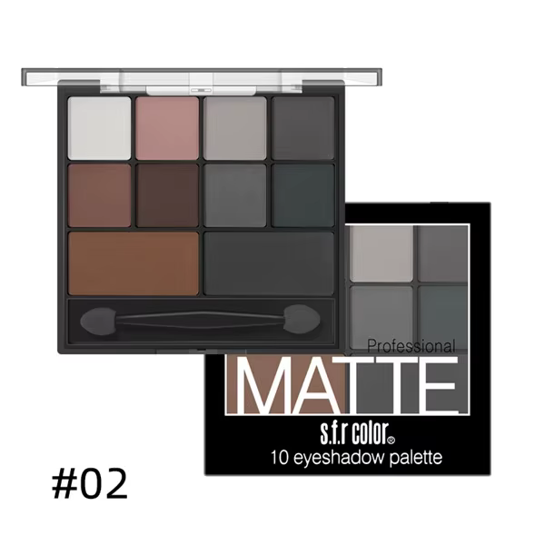 Palette de fards à paupières 10 couleurs, outils de maquillage, fard à paupières entièrement mat, po