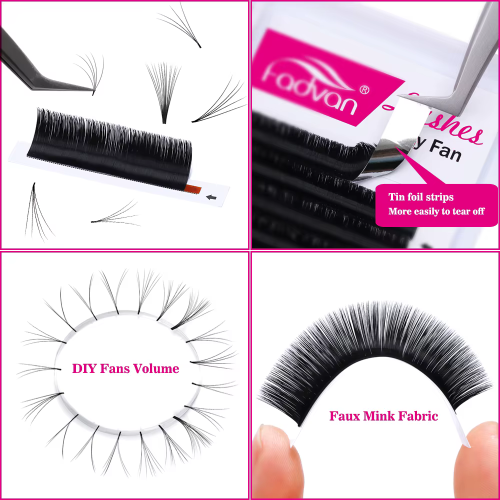 5 étuis/Lot facile ventilateur cils floraison Faux vison cils Fadvan Auto-ventilateur Extension de c