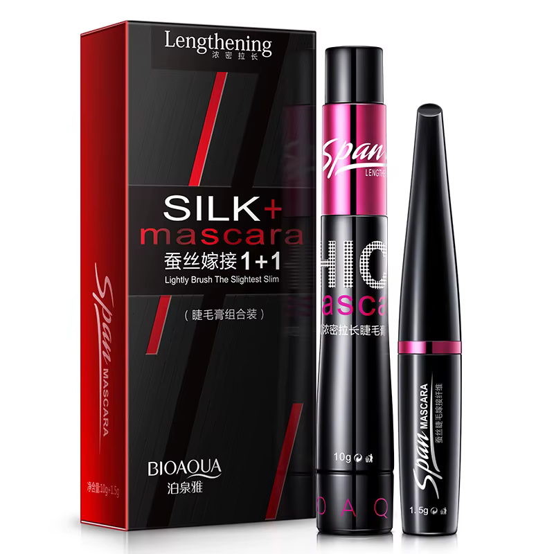 Mascara en soie 1 + 1 4D fibre cosmétiques Mascara 3D cils allongeant maquillage professionnel compl