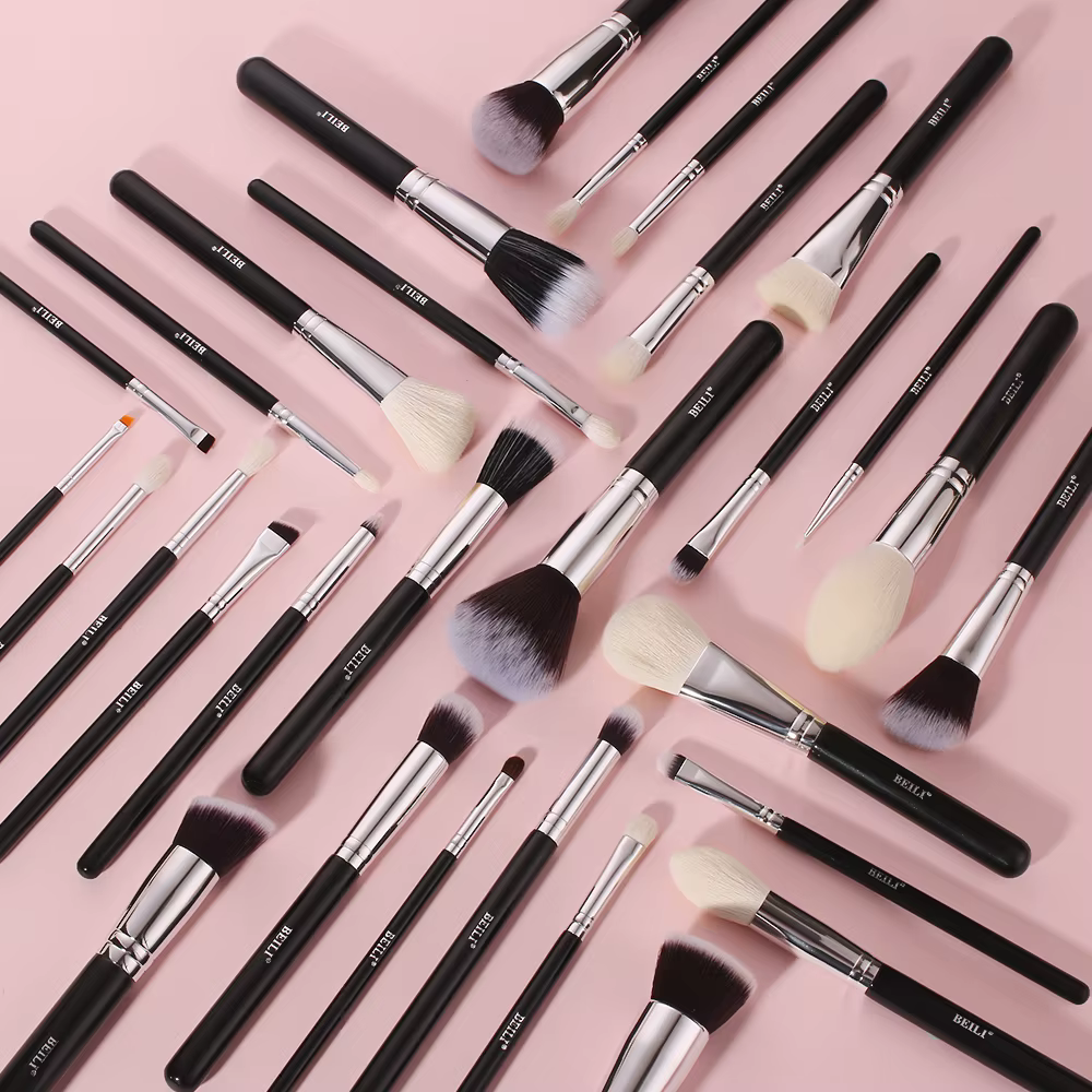 BEILI noir pinceaux maquillage ensemble professionnel naturel chèvre cheveux pinceaux fond de teint
