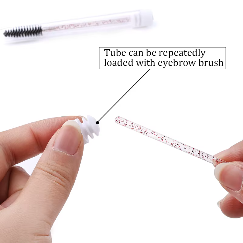 Tube de brosse à sourcils en diamant jetable, brosse à cils en cristal réutilisable, ensembles de ma