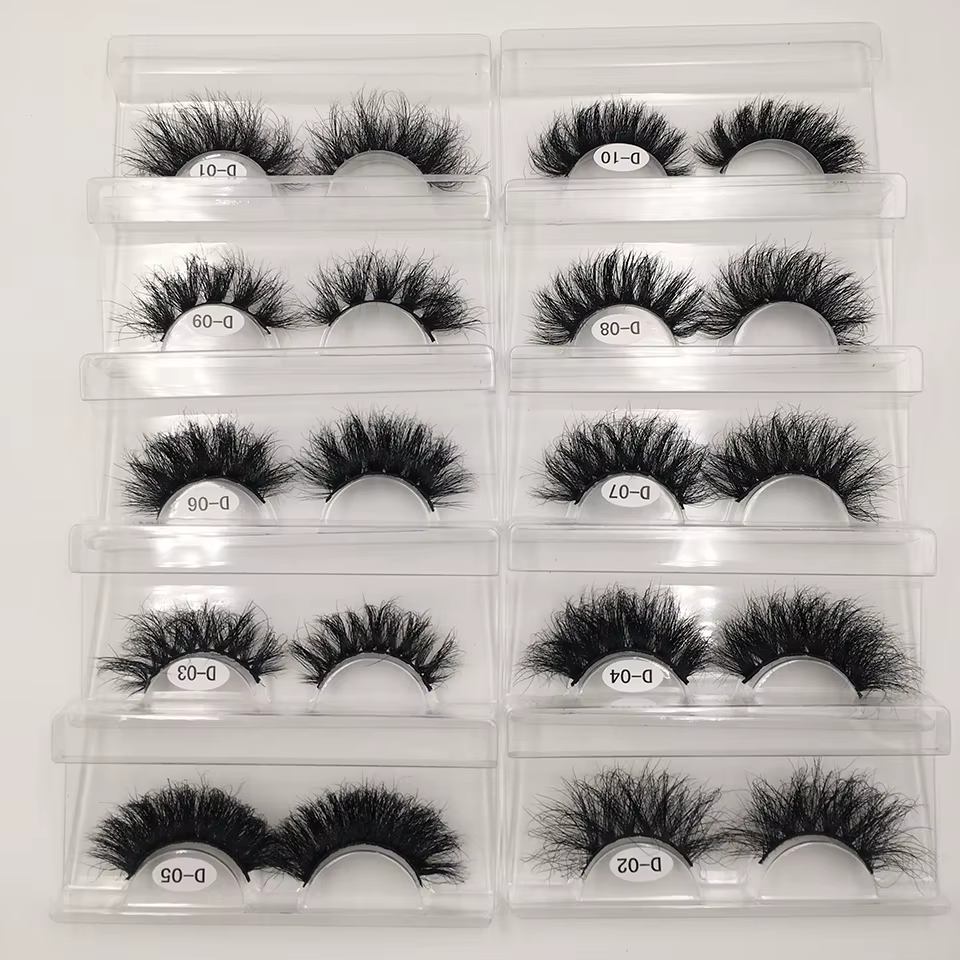 RED SIREN – faux cils en vison pelucheux, épais et longs, avec boîte, pour maquillage, 25mm, 10 à 50