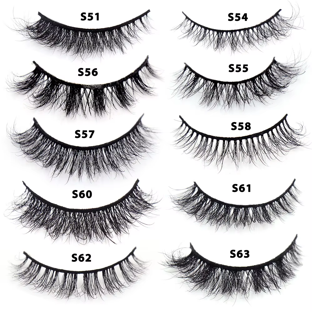 30/60/100 paires de cils de vison sans boîte cils de vison 3D courts faux cils de vison naturel en v