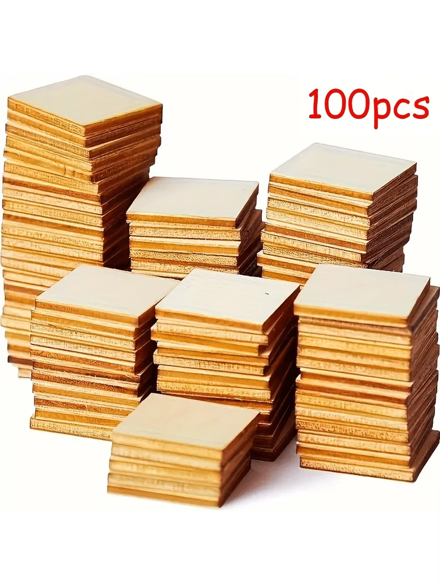 100 pièces blocs carrés en bois copeaux de bois (25mm/1 pouce) copeaux de bois vierges d'angle rond