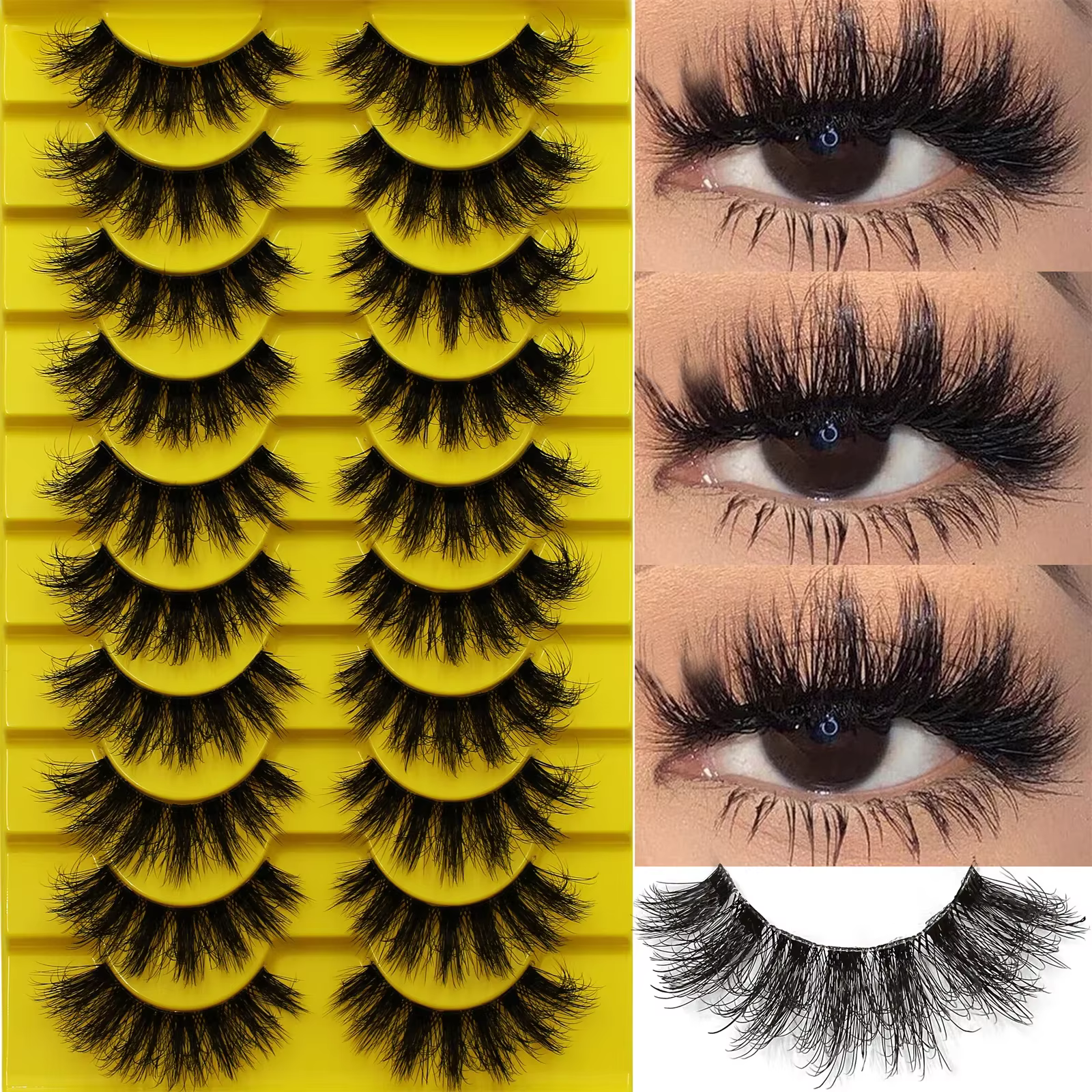 10 paires de faux cils russes moelleux 3D faux cils maquillage désordre faux cils moelleux épais cil
