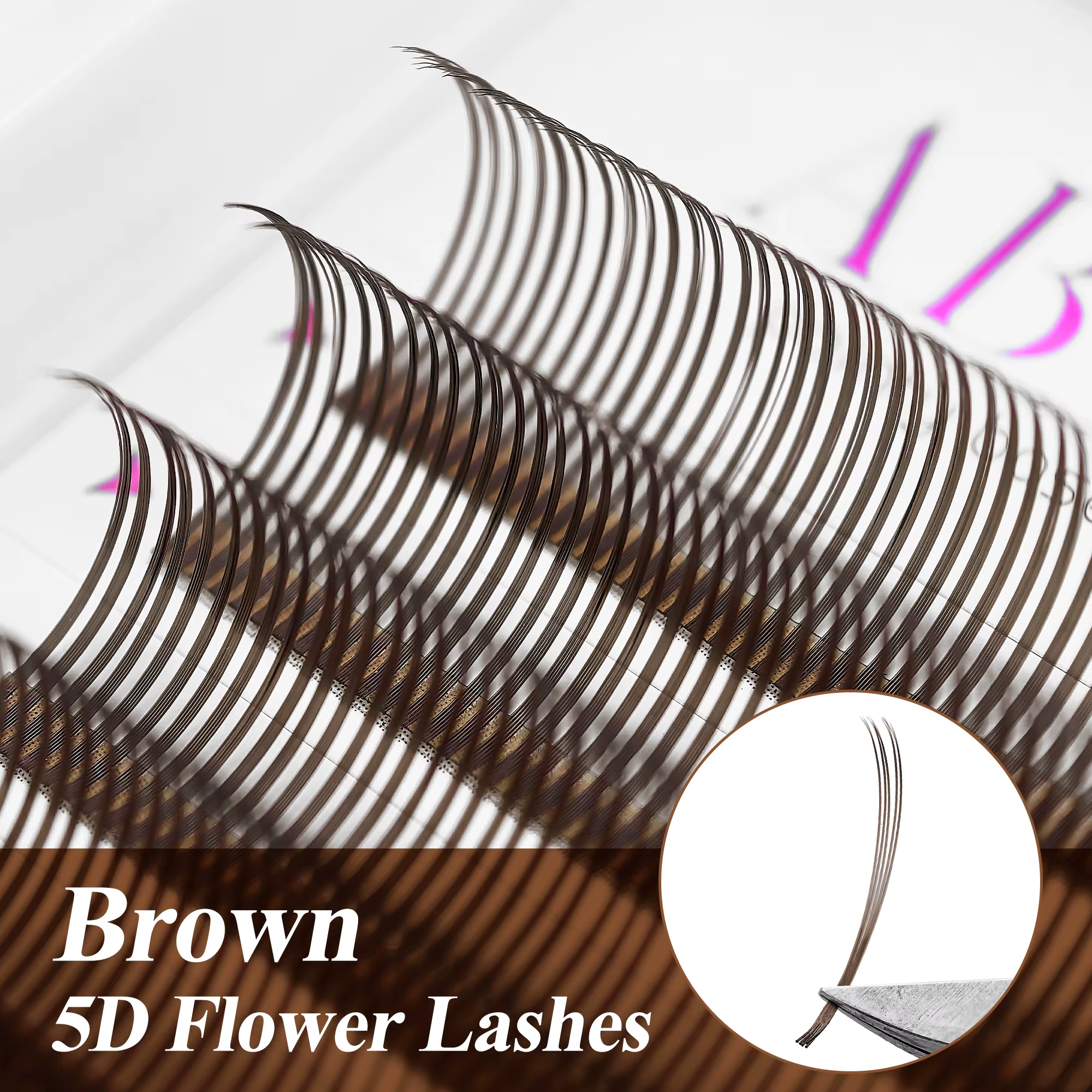 Abonnie 5D fleur humide cils Extensions cils individuels brun Volume doux 5D floraison fée faux faci