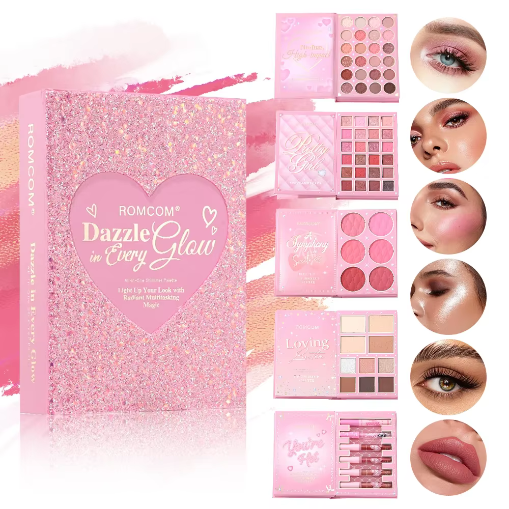 Livre magique de maquillage tout-en-un de 5 pages : kit complet avec fard à paupières multi-ombrage,