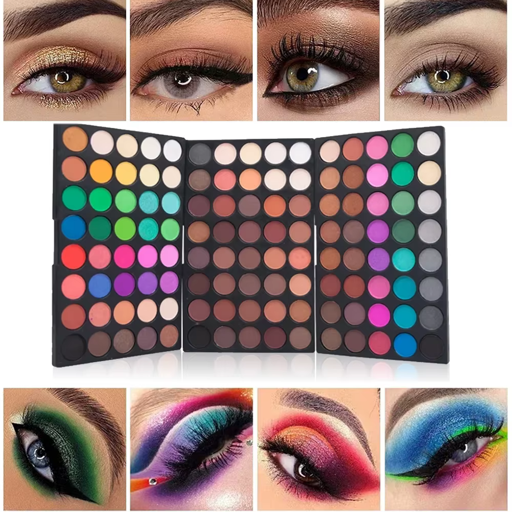 Palette de fards à paupières, 120 couleurs, mat, scintillant, naturel, imperméable, durable, ensembl