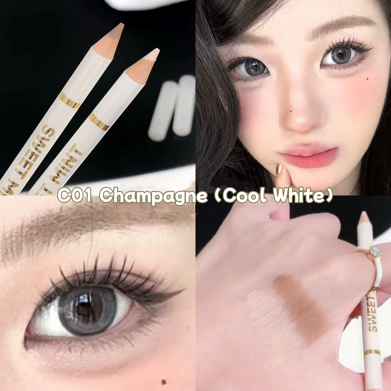 Aegyo Sal – crayon sous les yeux 2 en 1, rose abricot, surligneur blanc mat couché, stylo ver à soie