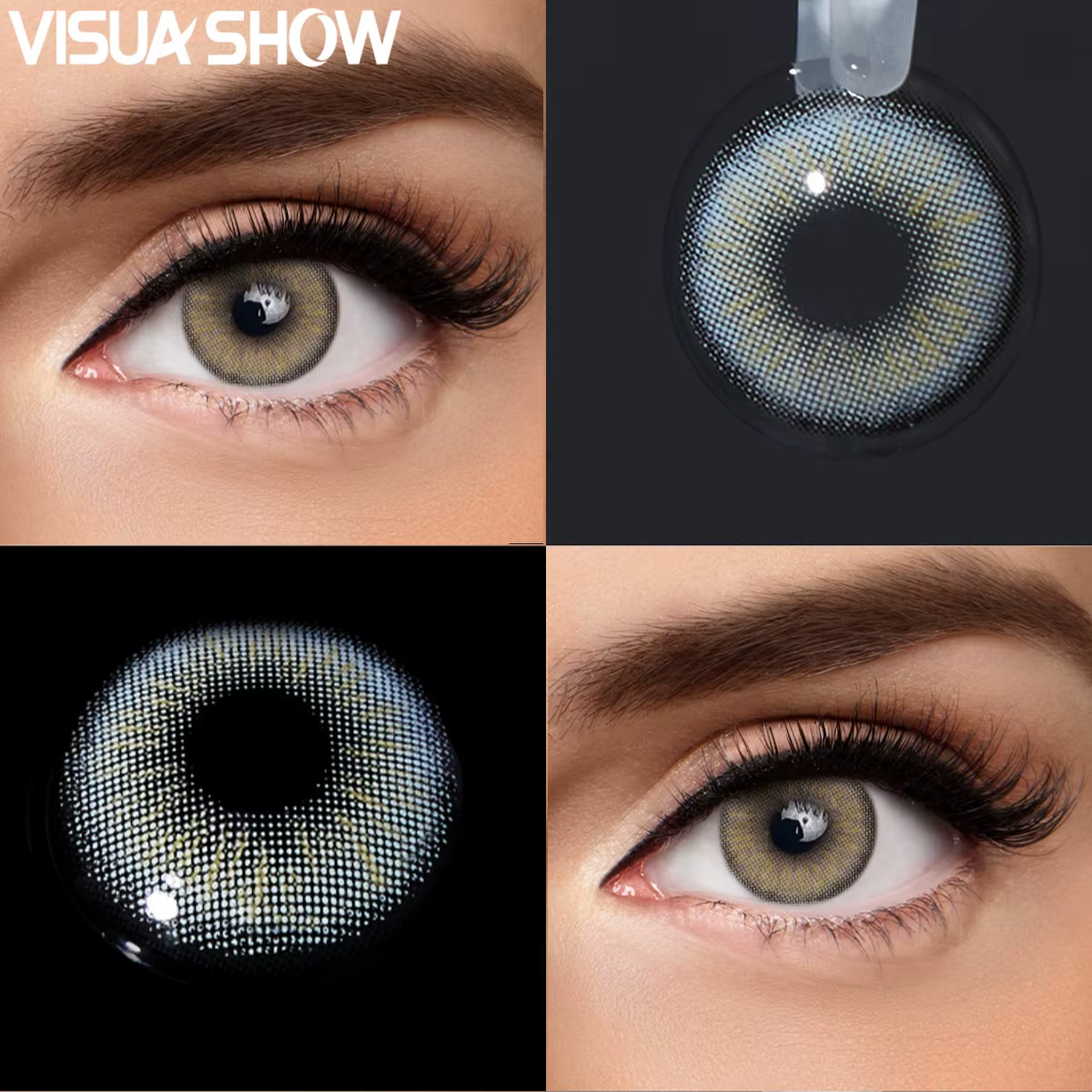 VISUASHOW 1 Paire de Lentilles de Contact Colorées Naturelles pour les Yeux, Pupille Fine, Lentilles