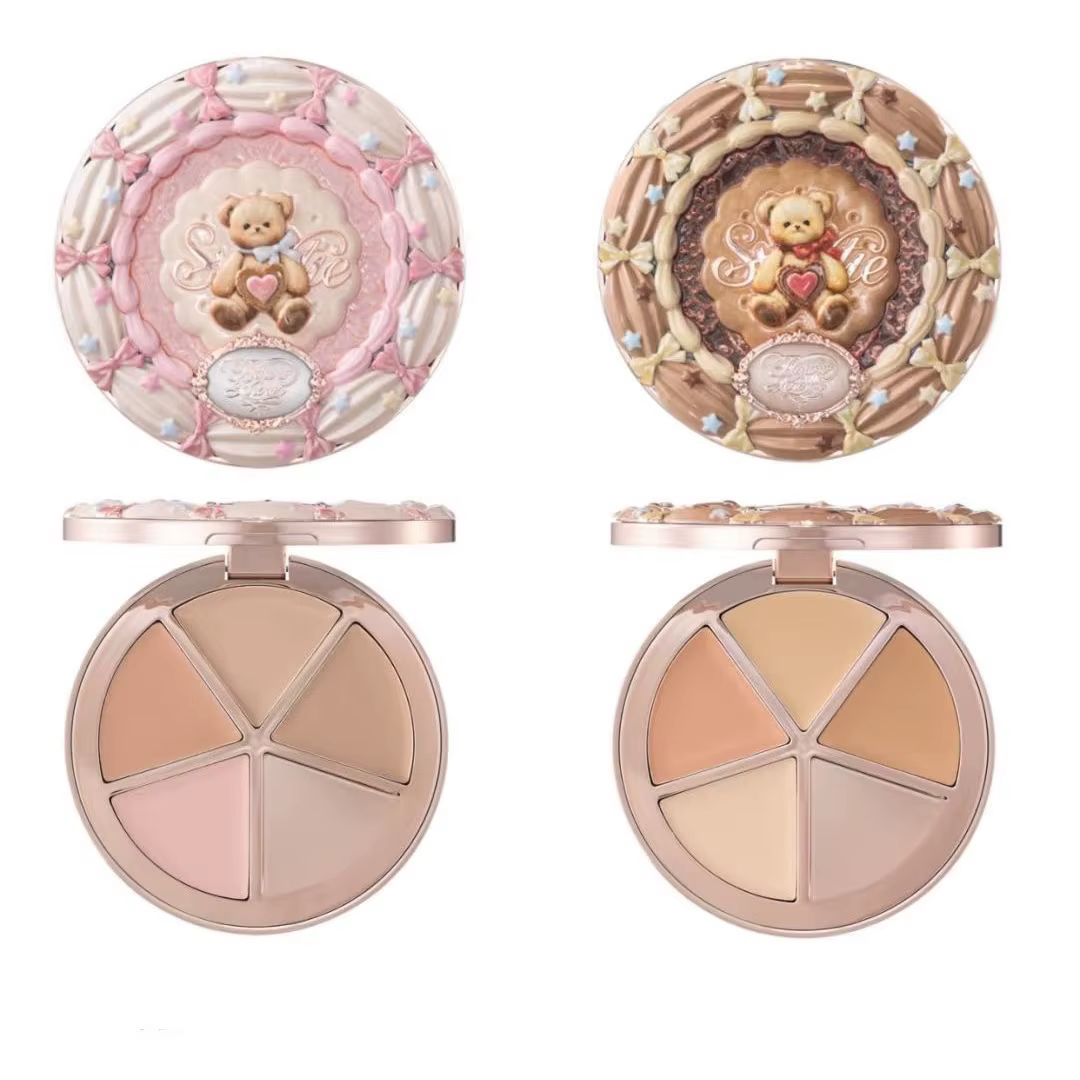 FLOWER KNOWS THE SWEETIE BEAR Palette anti-cernes 4 couleurs éclaircissante couvrant les cernes fond