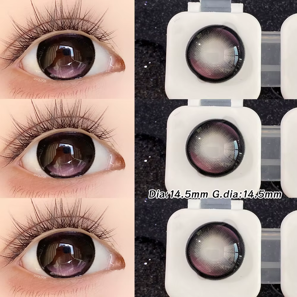 OVOLOOK - 2 lentilles de contact colorées de grand diamètre bleues/marron/grises/noires pour les yeu