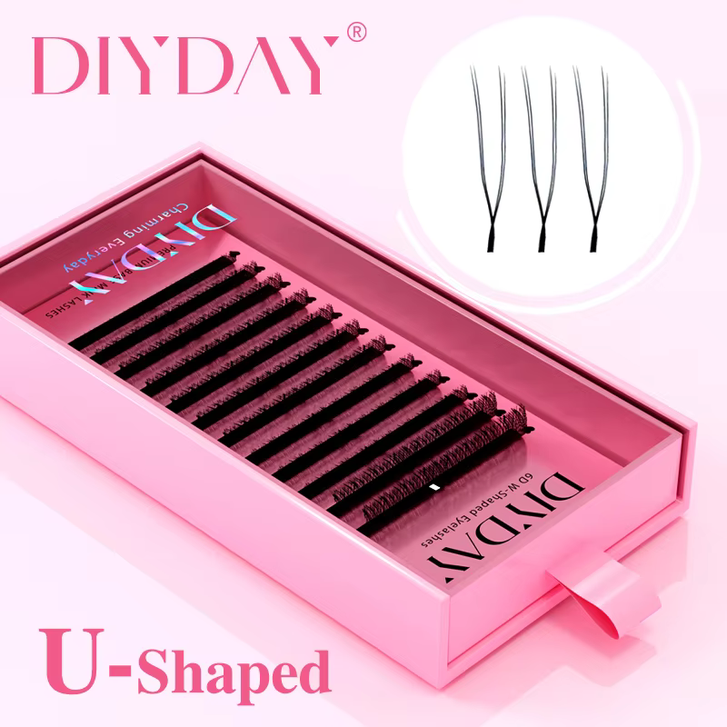 DIYDAY Extension de cils en forme de U facile à appliquer Volume 3D Faux cils naturel vaporeux U YY