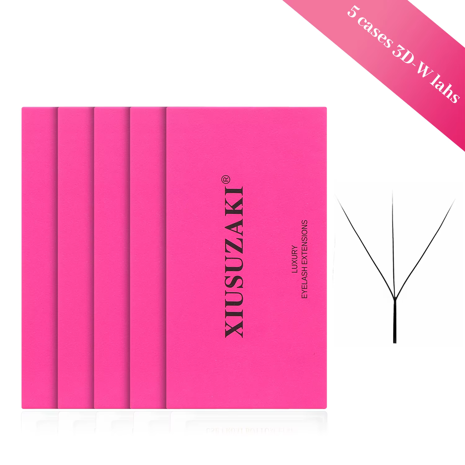 XIUSUZAKI 5 plateaux/lot Extensions de cils en forme de 3DW noir mat préfabriqué Volume ventilateurs
