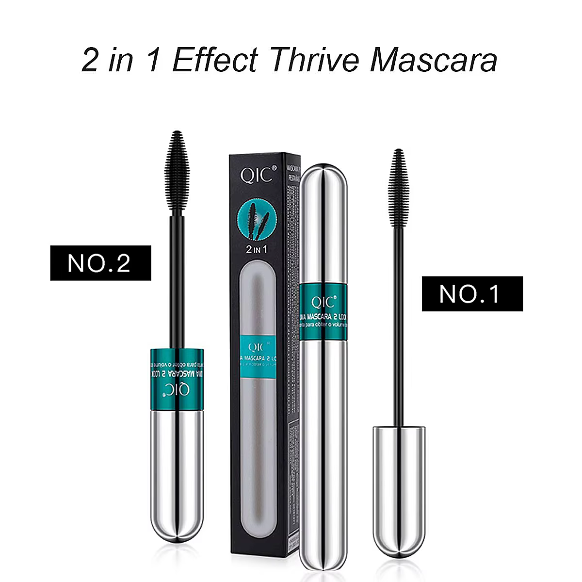 InjFiber-Mascara imperméable double en un, extension de cils, noir, optique, allongement des cils, c