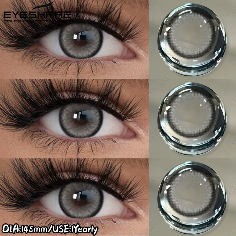 Lentilles de contact colorées EYESHARE Natural Enlarges Eyes, couleur gris diamant, lentilles bleues