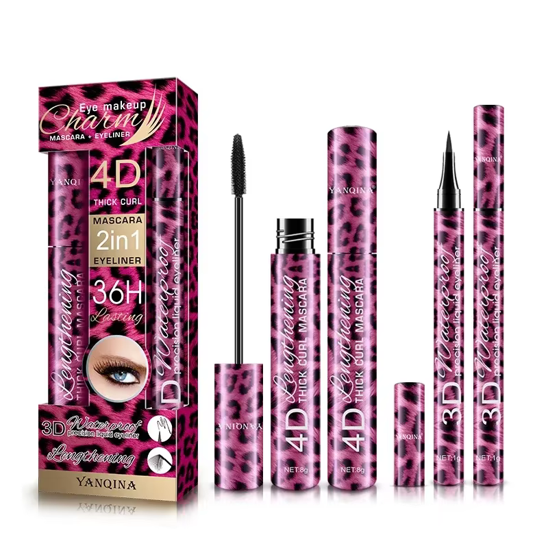 YANQINA crayon Eyeliner liquide + 4D ensemble de Mascara imperméable cosmétiques Eye Liner épais Cur