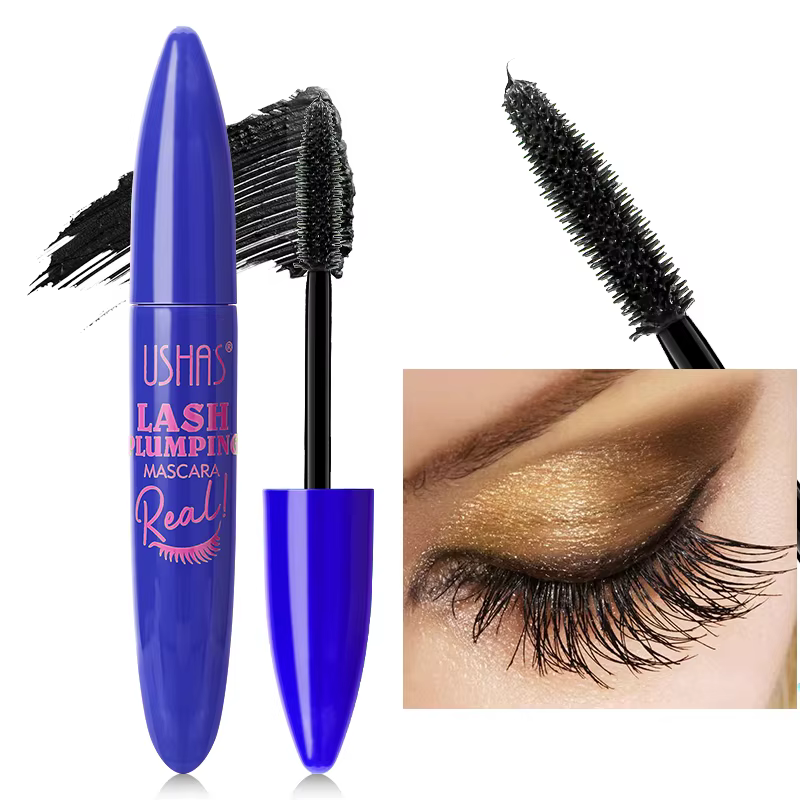 USHAS-Mascara 4D imperméable ultra longue durée, fibre liquide, brosse spirale résistante à 360, ext