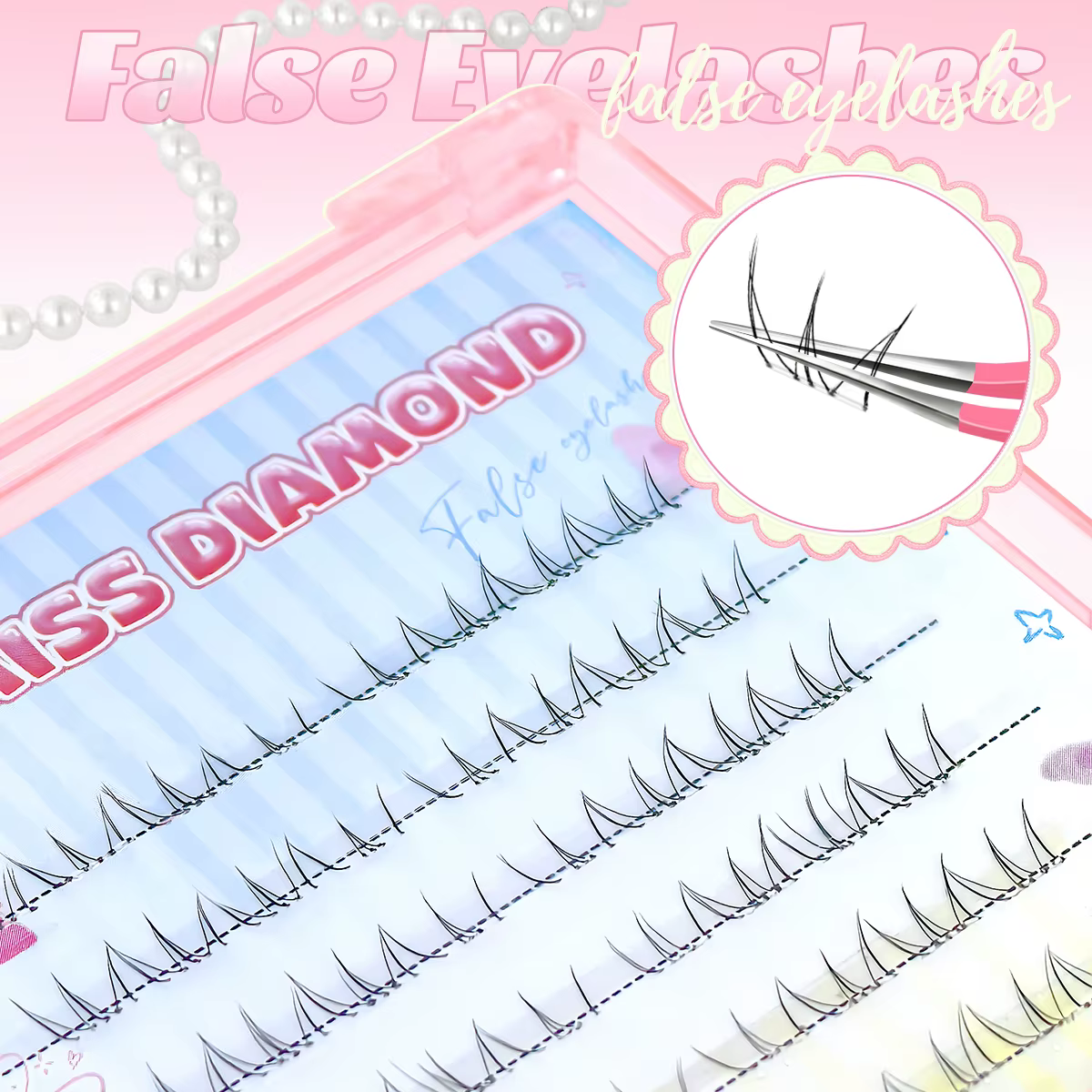 Nouveaux faux cils inférieurs autocollants 48 grappes sans tige, aspect naturel, extension individue