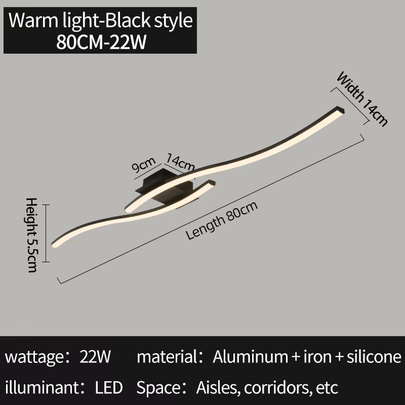 Plafonnier minimaliste moderne en aluminium noir plafonnier LED luminaire économie pour salon chambr