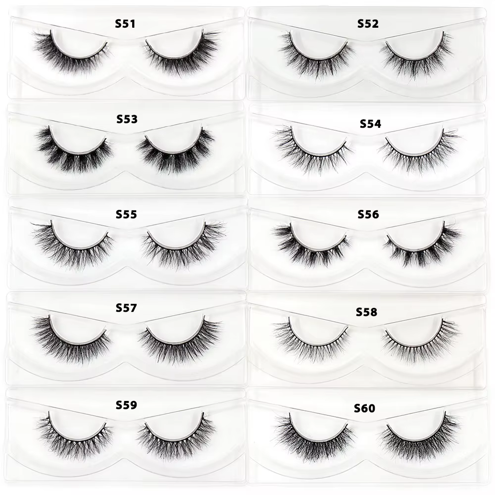 30/60/100 paires de cils de vison sans boîte cils de vison 3D courts faux cils de vison naturel en v
