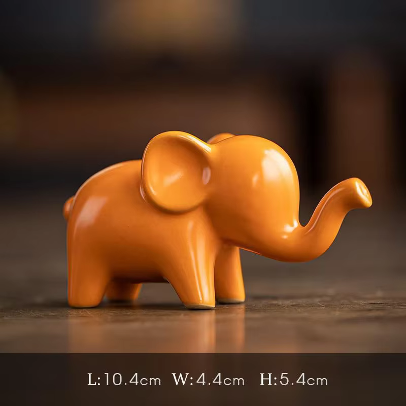 Mini Figurine d'éléphant et de girafe en céramique, Sculpture d'animal de bureau, ornements décorati