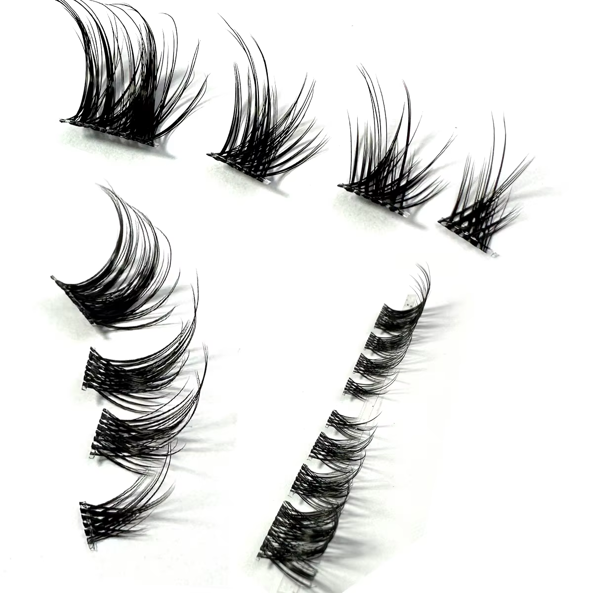Faux cils manga œil de renard, 32 rangées, grande capacité, optique conique, segmenté, grappe indivi