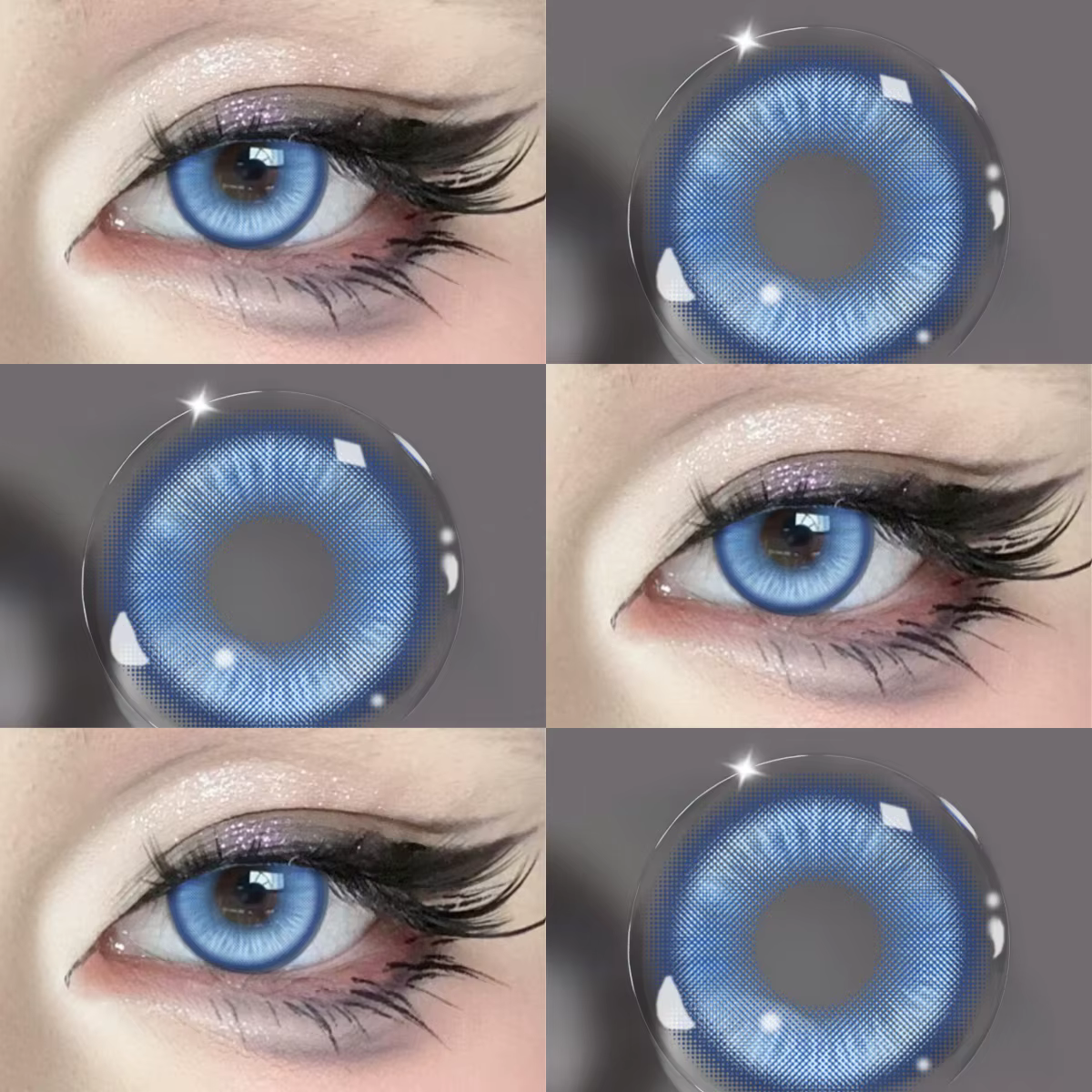 Visuashow Iris Lentilles de contact colorées bleues naturelles de conception coréenne, utilisation 6